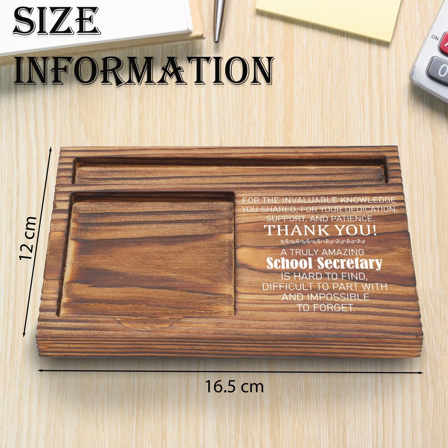 School Secretary Appreciation Gift, Office Desk Organizer, Thank You Sticky Note Holder for Administrative Assistants, School Receptionists, Front Office Staff Recognition Gift TZP90