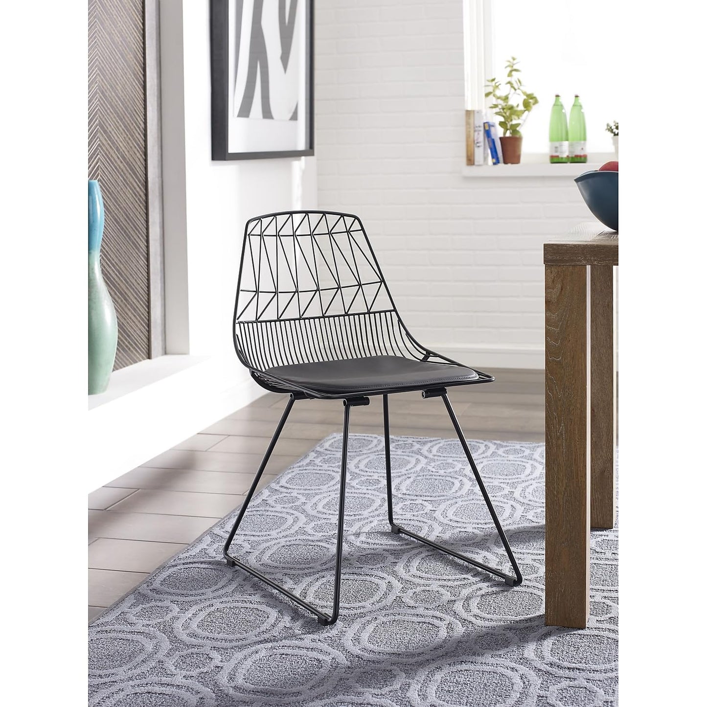 Adore Decor Vivi Metal Dining Chair, Set of 2, Noir Black
