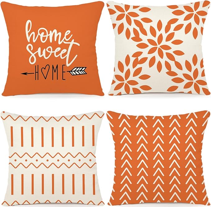 YCOLL Fall Pillow Covers 22x22 Set of 4, Modern Sofa Throw Pillow Cover