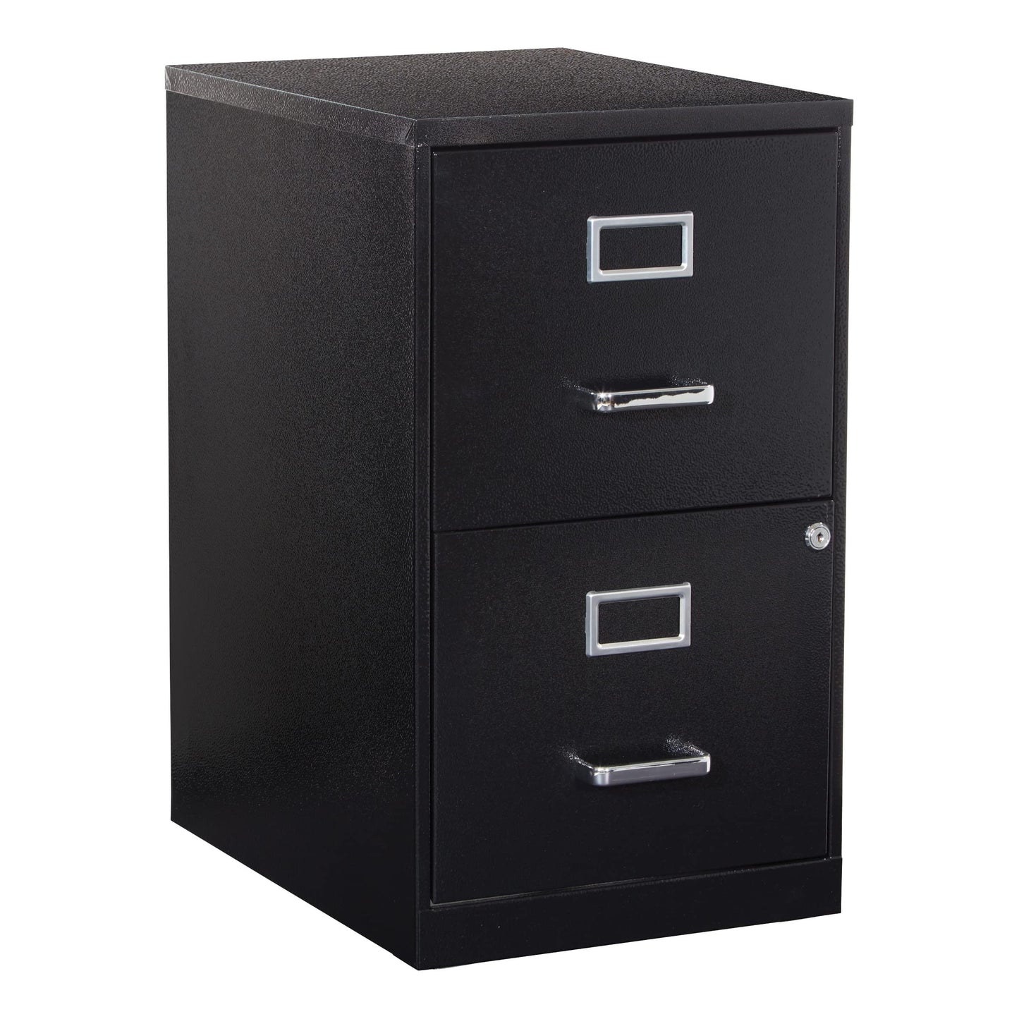 OSP Home Furnishings 2 Drawer Locking Metal File Cabinet, Black
