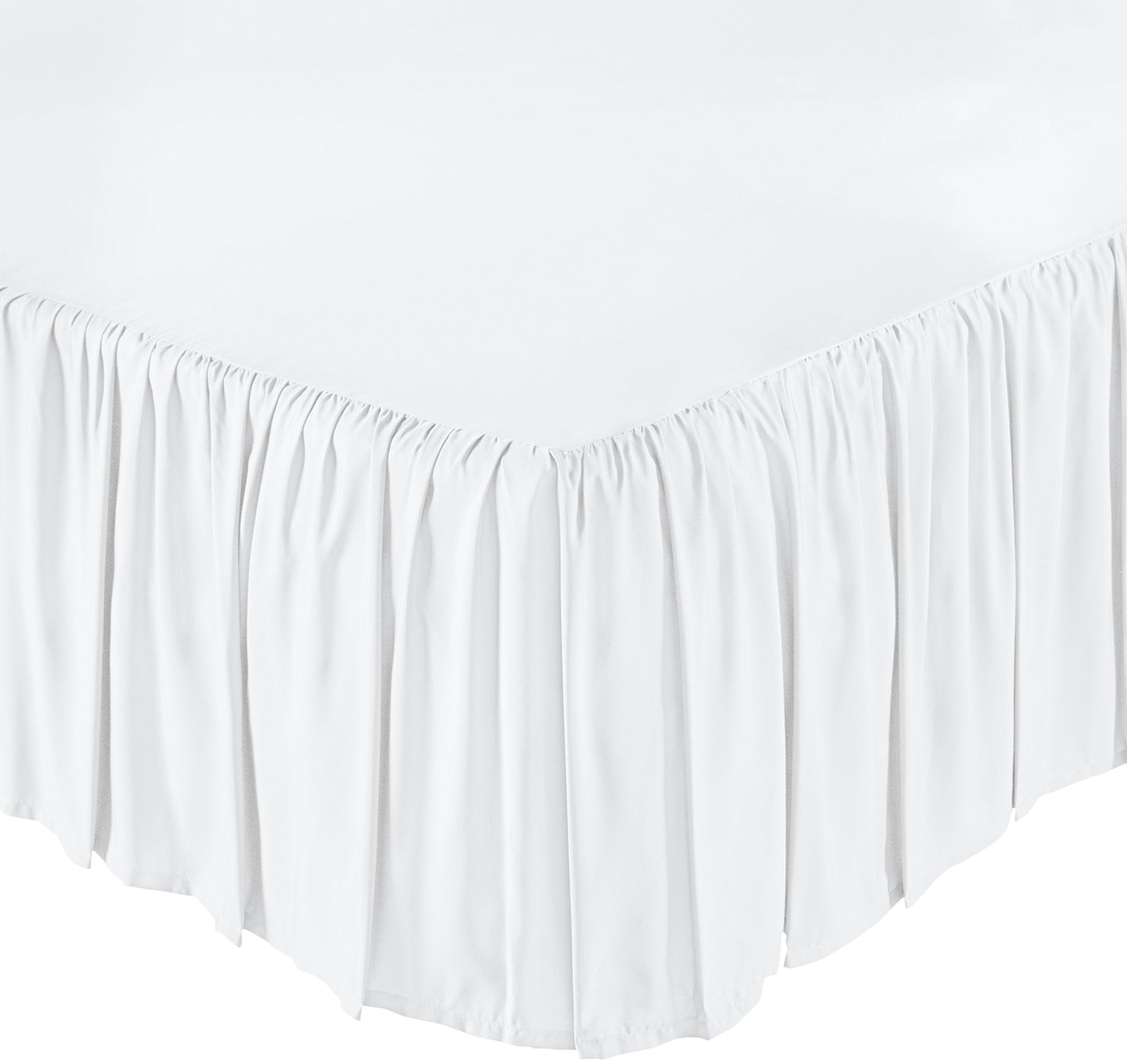 Amazon Basics Ruffled Bed Skirt, Classic Style, Wrinkle and Fade Resistant, Machine Washable, 16" Drop, Full, White