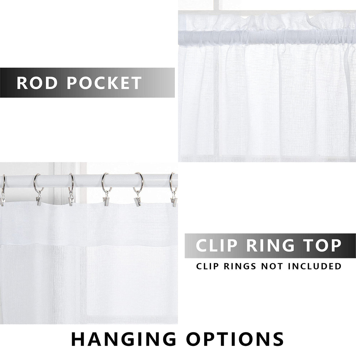 KOUFALL 108 Inch Long White Sheer Curtains,Rod Pocket Linen Look 9 FT High Ceiling Large Window Curtain Drapes 108 Inches Long 2 Panels