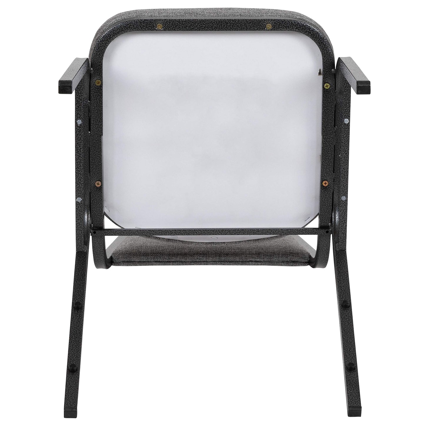 Flash Furniture HERCULES Series Trapezoidal Back Stacking Banquet Chair with 2.5" Thick Seat in Gray Fabric - Silver Vein Frame