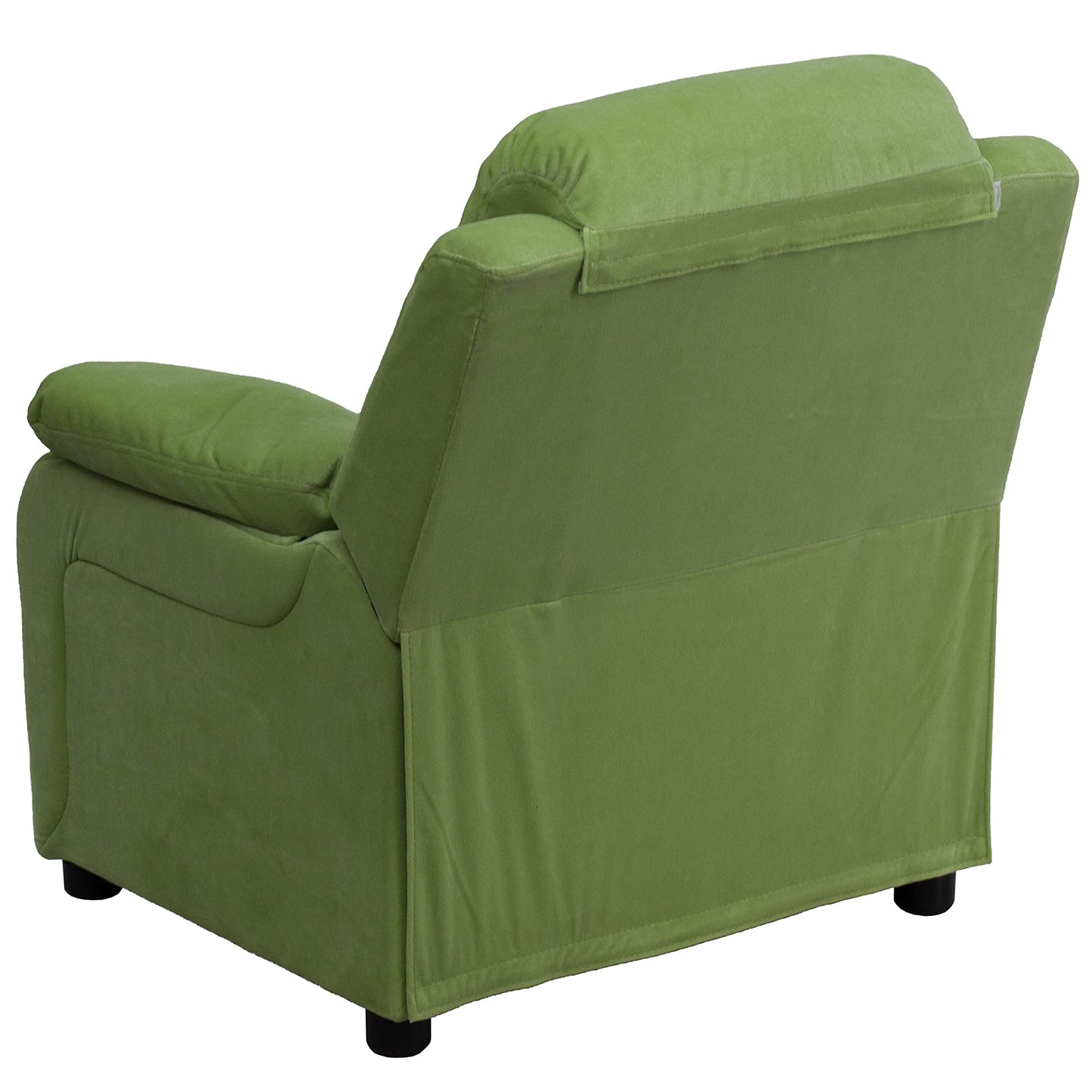 Flash Furniture Charlie Microfiber Kids Recliner with Flip-Up Storage Arms and Safety Recline, Contemporary Reclining Chair for Kids, Supports up to 90 lbs., Avocado