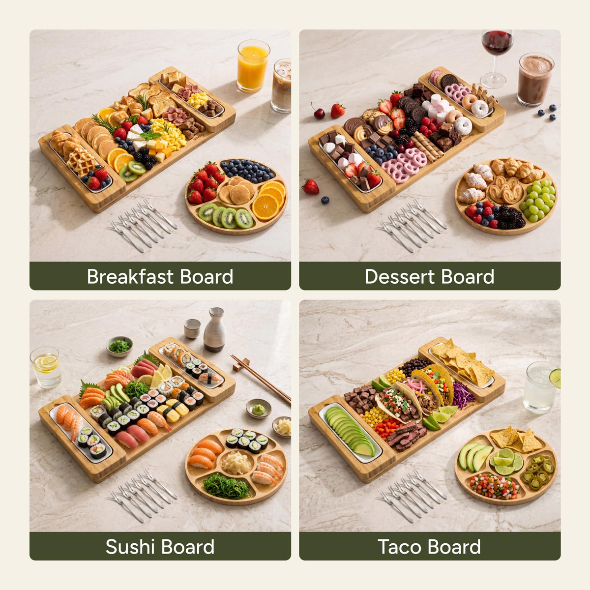 SMIRLY Charcuterie Boards Set - Large Bamboo Cheese Board Set - House Warming Gifts New Home, Wedding Gift for Couple, Bridal Shower Gift, Birthday Gifts for Women