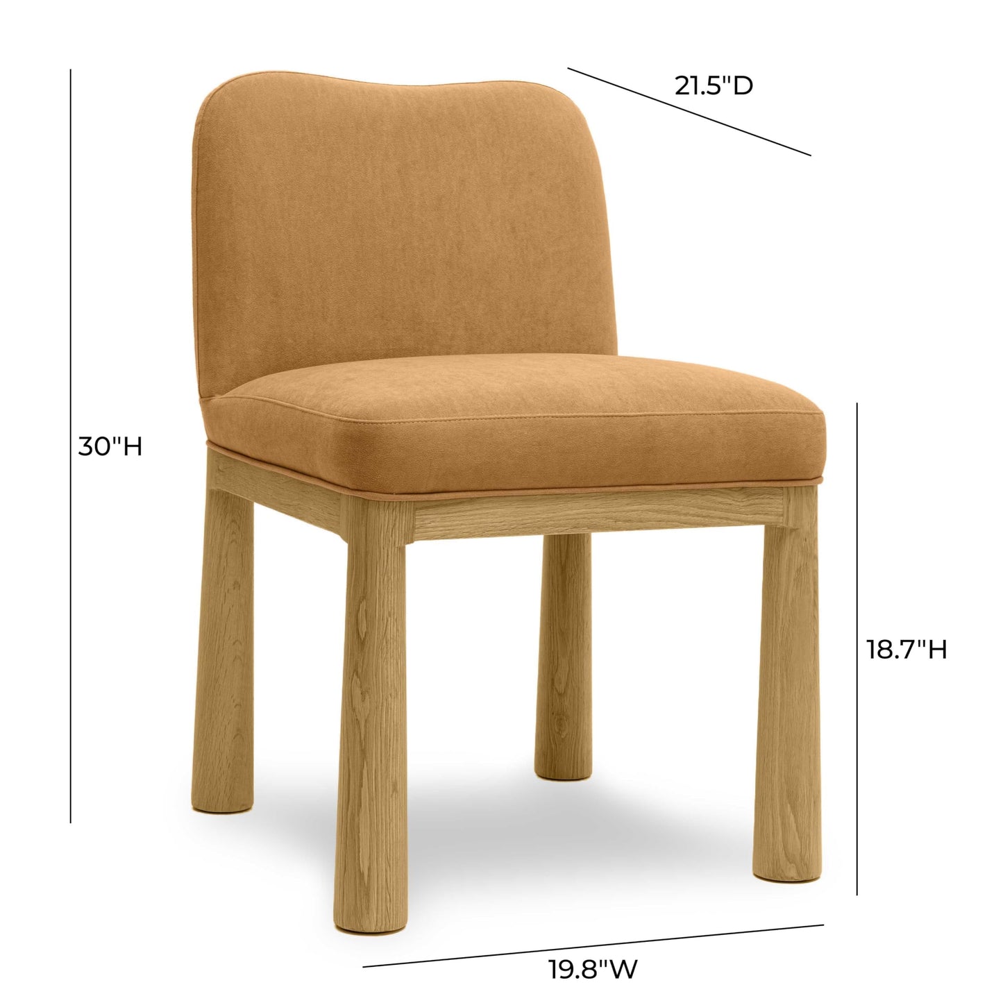 Tov Furniture Tiara Cognac Velvet Oak Dining Chair
