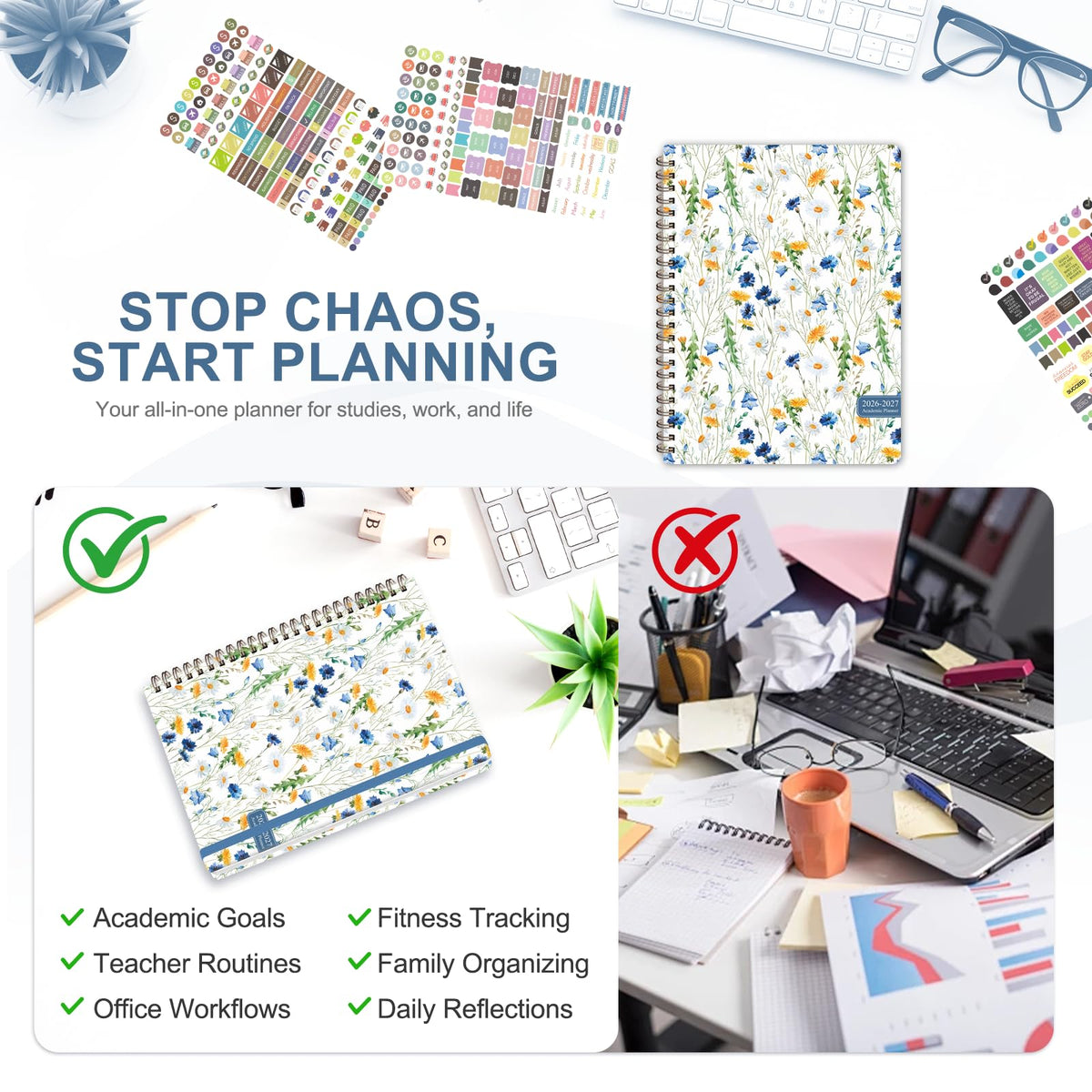 Planner 2026-2027, Weekly and Monthly Academic Planner, July 2026 - June 2027, Hardcover Calendar Agenda Book for School Year Planning, School Supplies for Teacher and Student, A5(6.3'' x 8.5'')