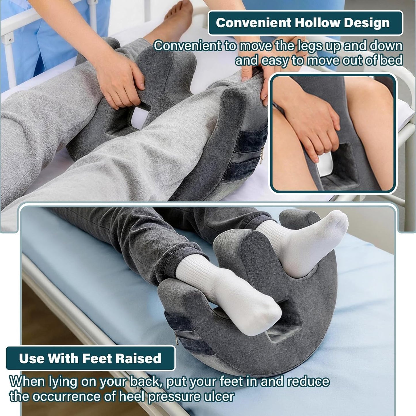 CRAURU Patient Turning Device, U-Shaped Bedridden Turnover Pillow with Strap & Back Support Cushion for Bedsore Pressure Relief, Elderly Nursing Bed Ridden Patient Supplies