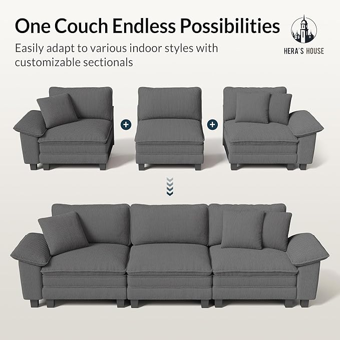 HERA'S HOUSE 158" Modular Sectional Sofa, Oversized L Shaped Couches