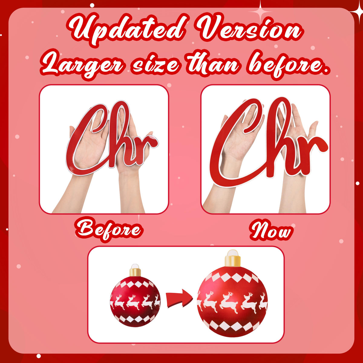 32PCS Christmas Garage Door Decorations Magnets - Merry Xmas Ball Holiday Refrigerator Fridge Kitchen Decor(Red, White)