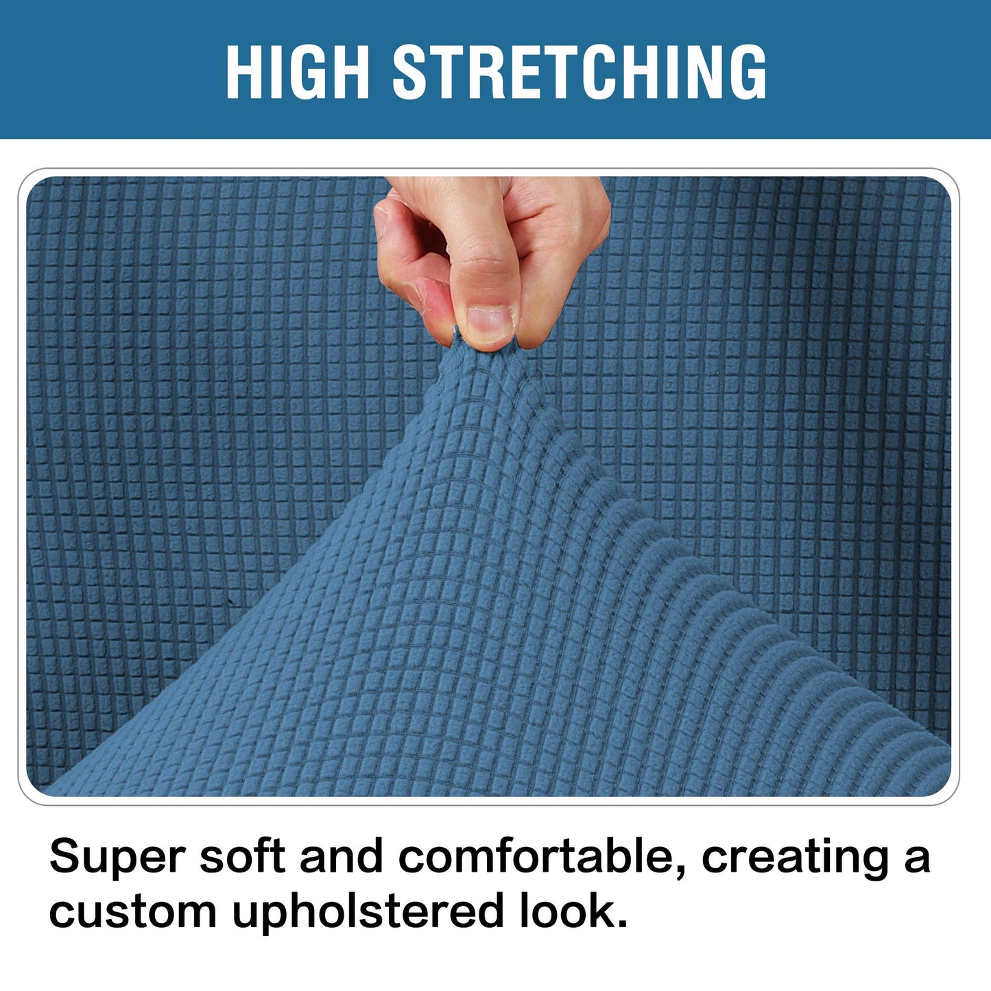 H.VERSAILTEX Ottoman Cover Slipcover Rectangle Fit Length 29'-34' Footrest Sofa Slipcovers Stool Cover Footstool Protector Covers Feature Stretch Soft Jacquard Fabric Removable Washable - Dusty Blue