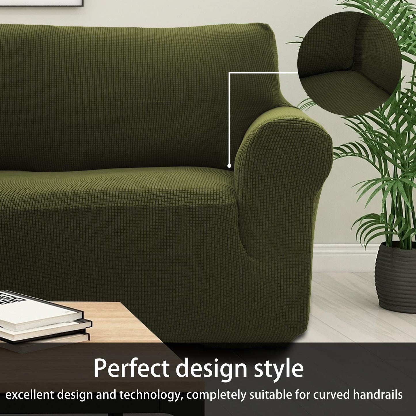 Sapphire Home 2-Piece Sofa and Loveseat Slipcovers, Couch and Loveseat Covers Set, Form fit Stretch, Wrinkle Free, Furniture Protector, Premium Brushed Sofa Covers for Living Room (Green)
