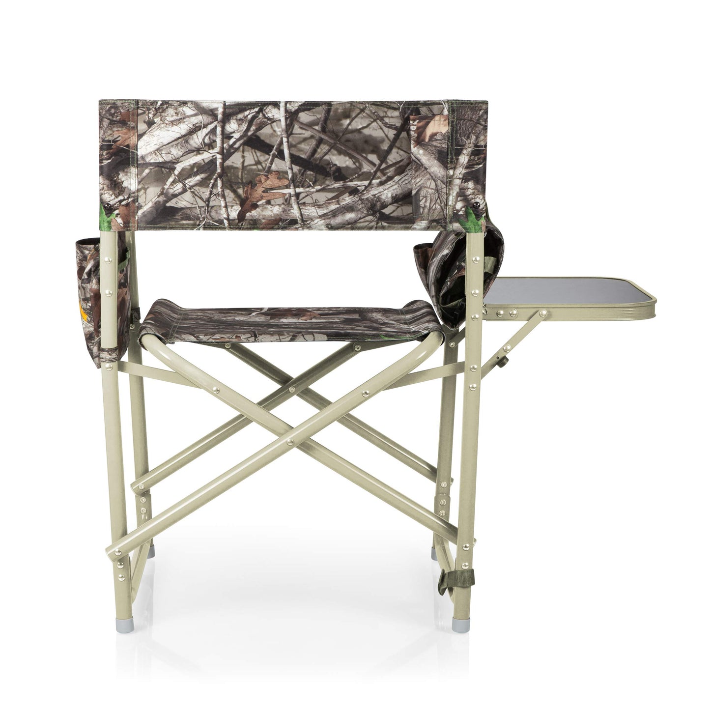 PICNIC TIME Outdoor Directors Chair with Side Table, 300 lb Capacity Folding Outdoor Beach Chair for Adults with Foldaway Backpack Straps, Armrest Caddy, and Umbrella Loop (Camouflage)