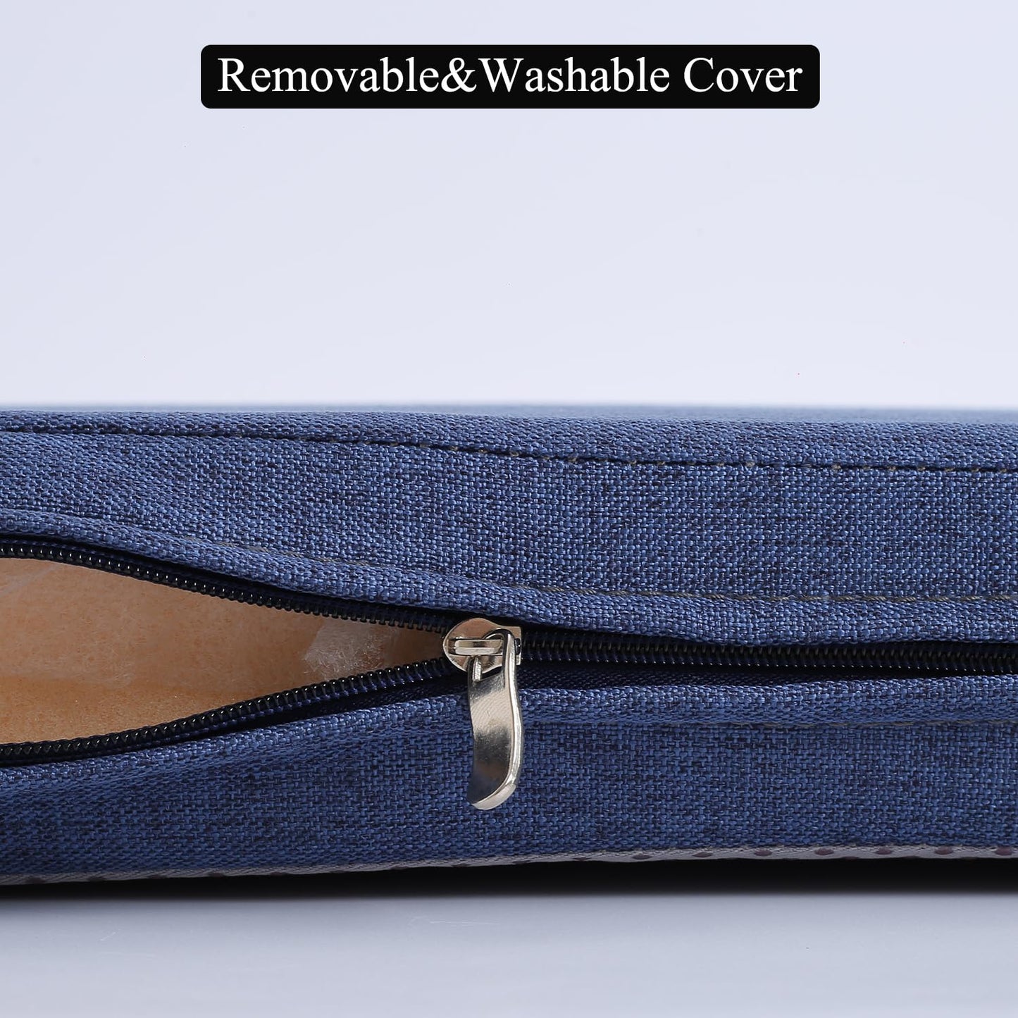 Barpoullar 60x16 in Rectangle Bench Cushion for Indoor Furniture Non-Slip Long Dining Seat Pad, Washable Textured Fabric Window Cushions for Entryway Bench, Farmhouse Mudroom Piano Stool, Navy Blue
