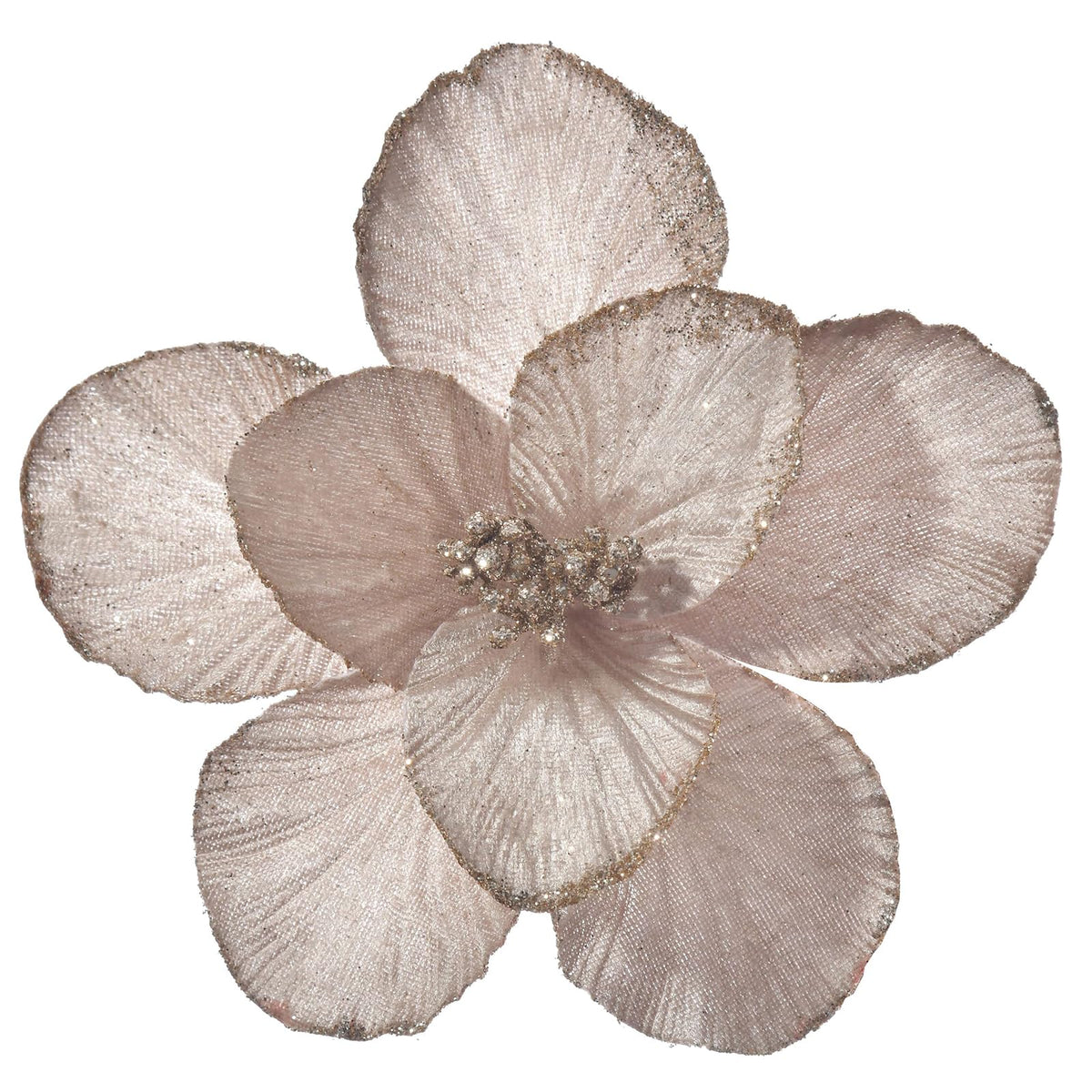 YSZL Christmas Poinsettias Artificial Magnolia Flower Ornaments Floral Picks Stems Christmas Tree Decorations Pack of 10 for Xmas Tree Party Wedding Centerpiece (Champagne)