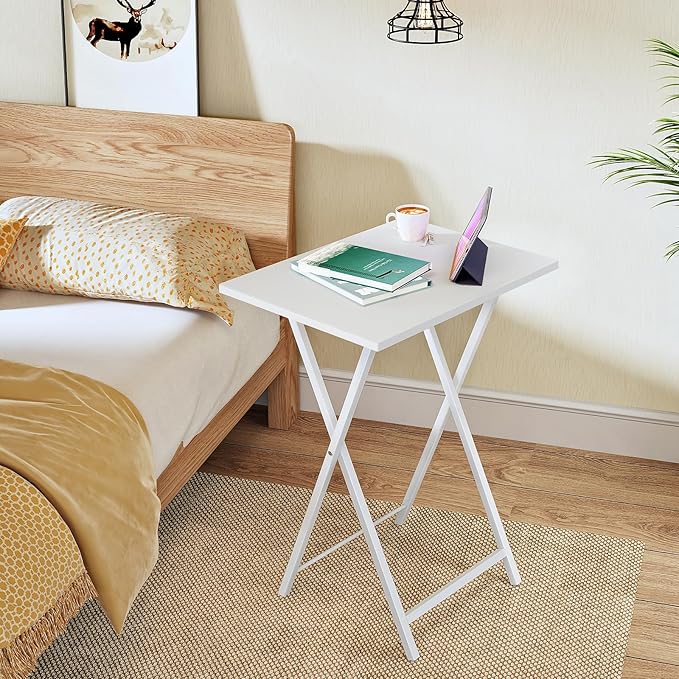 HOOBRO Folding TV Tray Tables, Industrial Snack Tables