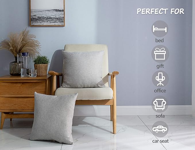 Stellhome Pack of 2 Burlap Throw Pillow Covers Farmhouse Linen Cushion Covers