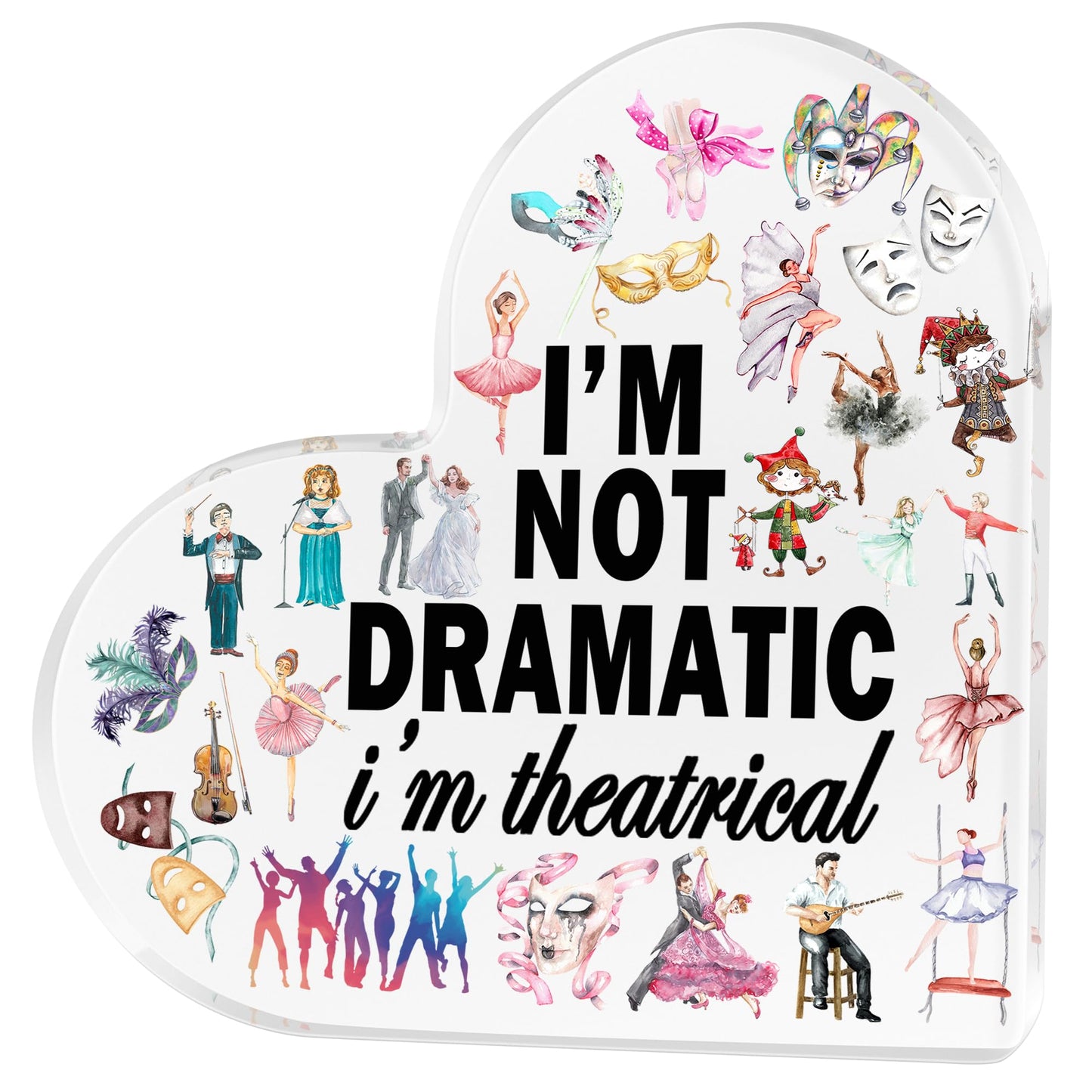 Theater Gift Musical Theater Gifts Acrylic Heart Keepsake Funny Broadway Gifts for Directors Actors Music Teachers Musicians Theater Kids Drama Student Graduation Birthday