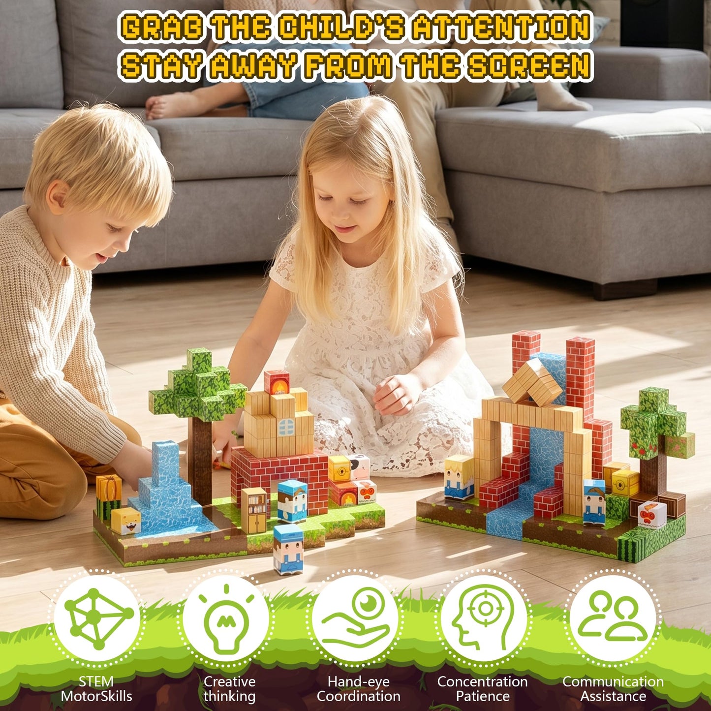 Fitrobust 150PCS Magnetic Blocks, Magnetic Building Blocks, 0.78in Magnetic Building, STEM Game Stacking Toys for Kids, Birthday Gifts for Boys and Girls Age 3+ Years Old