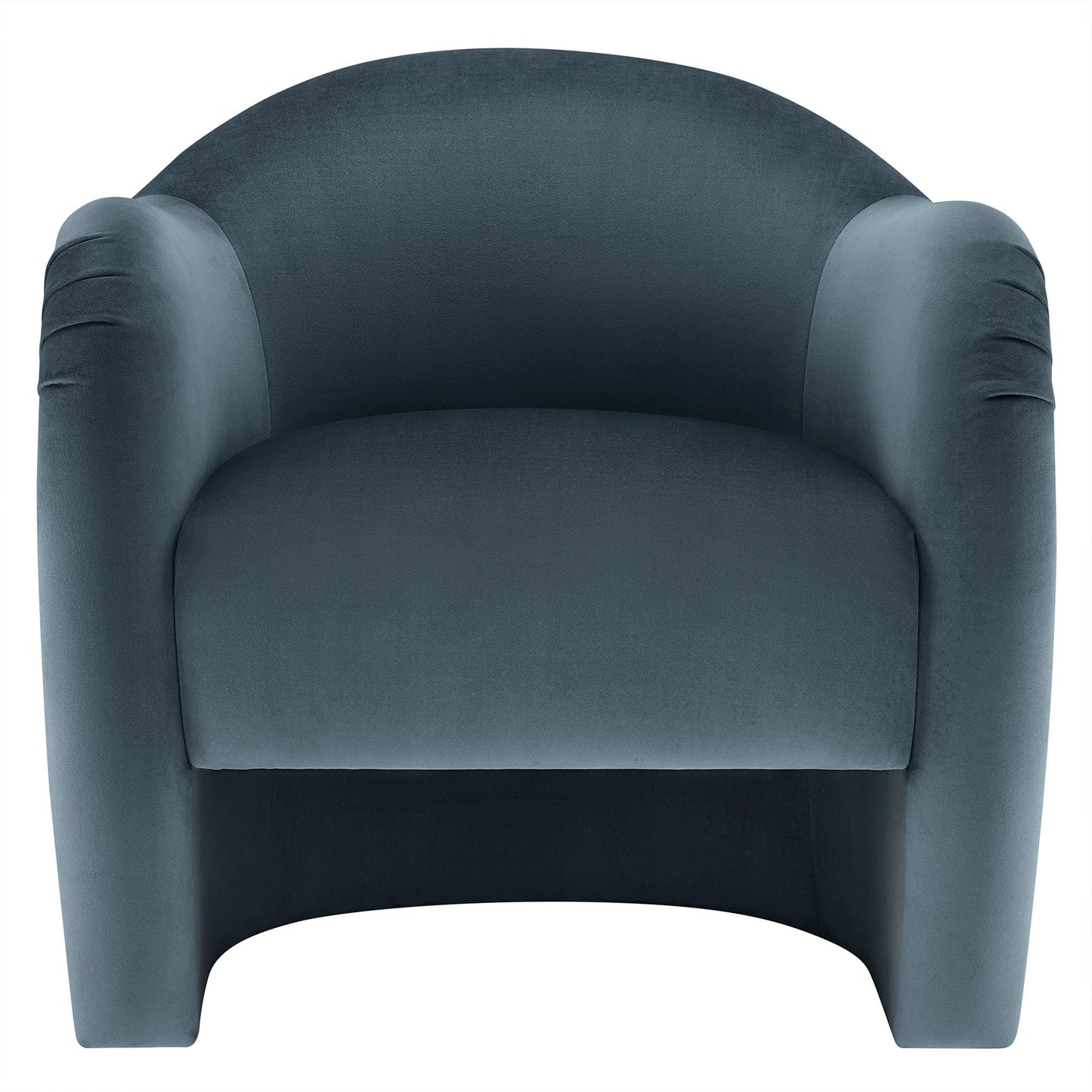 Modway Compose Barrel Chair with Performance Velvet Fabric in Cadet Blue – Upholstered Accent Armchair with Curved Backrest – Cozy Lounge Chair for Reading – Round Comfy Single Sofa Club Chair