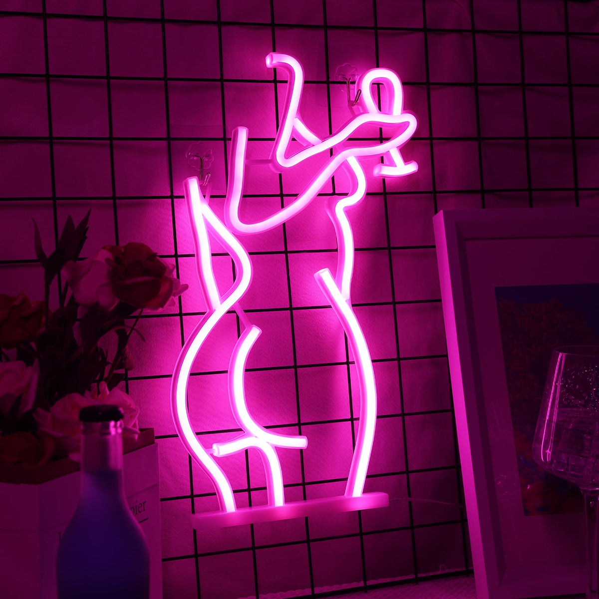 Light up Lady Neon Signs, Attivolife Dimmable LED Wall Decor Sexy Woman Neon Light, Creative Art Decoration Gifts for Girl Bedroom Home Man Cave Party Home Beer Bar Store Hotel(15.7X9.84 inch, Pink)