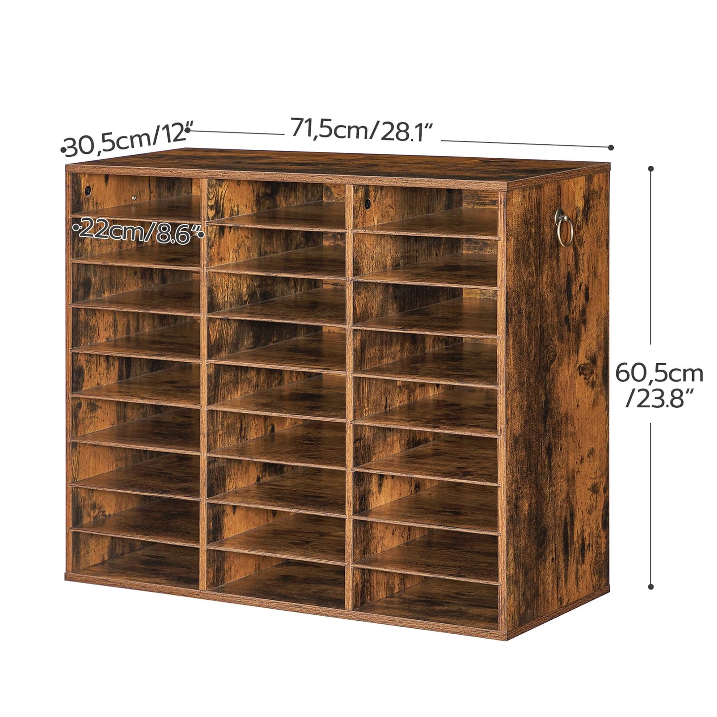 HOOBRO Literature Organizer, 27 Compartments Wooden Mail Organizer, Countertop Literature Sorter with Adjustable Shelves for Home, Office, School, Student Mailbox for Classroom, Rustic Brown FG27WF01