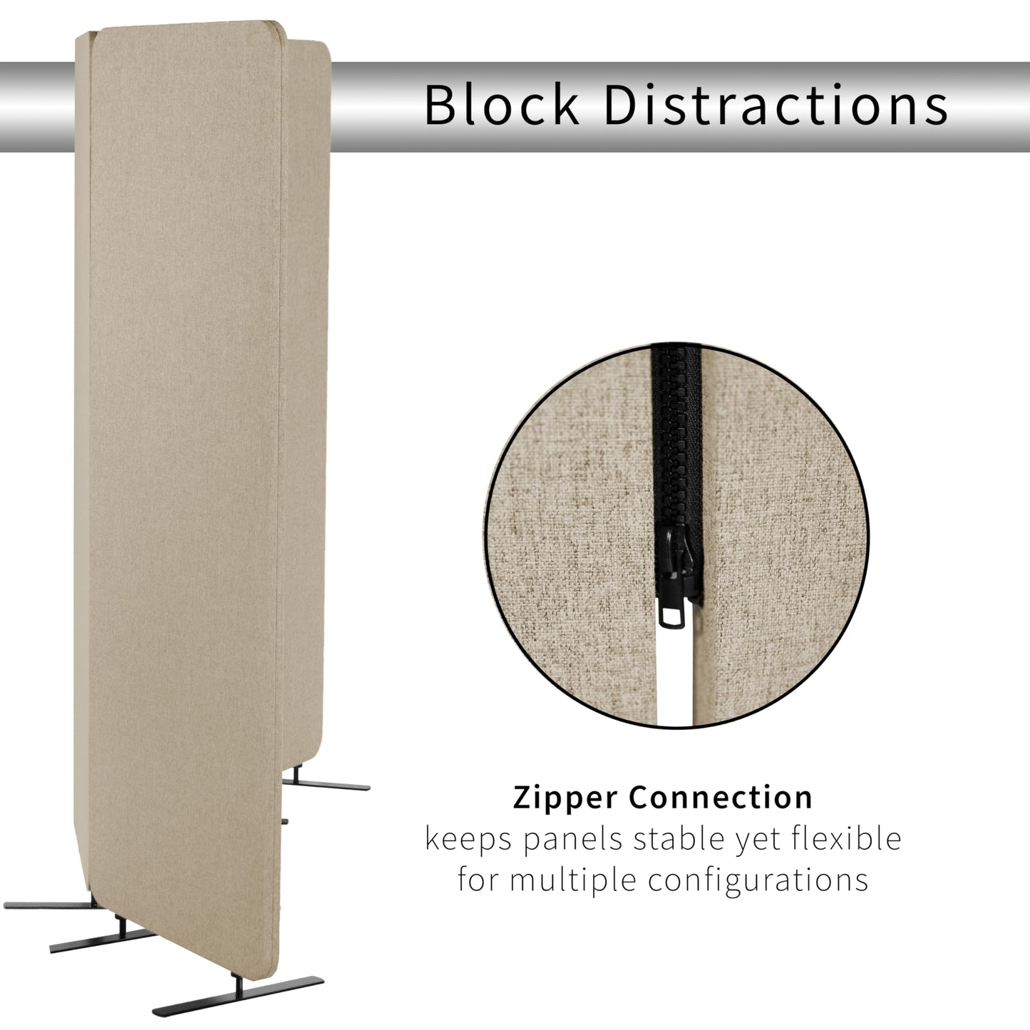 VIVO Freestanding 72 x 66 inch Privacy Panel, Cubicle Divider, Acoustic Wall Partition, x3 24 inch Panels, Beige, PP-3-T072BE