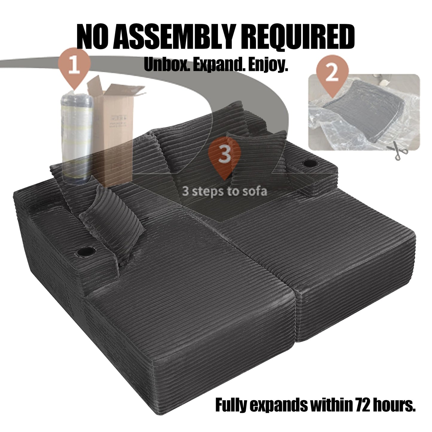 WuerQi 76" Loveseat Sleeper Sofa Bed with 2 Cup Holders, Boneless Couch Recliner, Deep Seat 2-Seater Sofa, No Assembly Required for Living Room