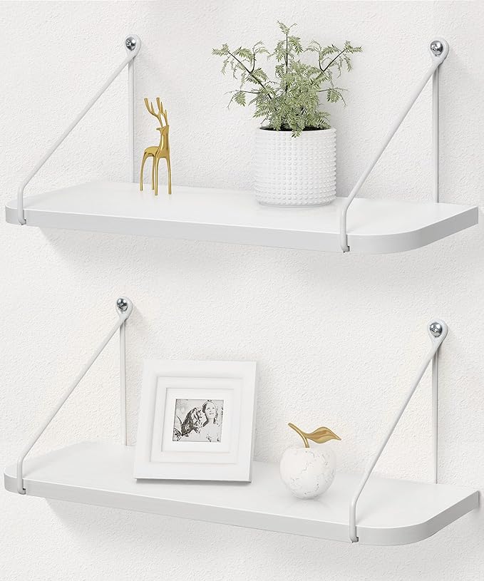 Afuly White Shelves for Wall, Floating Shelf Bathroom, Wall Mounted Shelves for