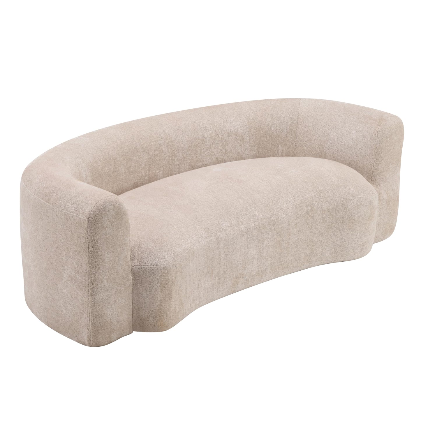 Christopher Knight Home 87.75" Curved Sleeper Sofa, 3 Seater Deep Seat Modular Floor Couch, Upholstered Chenille Fabric Comfy Cloud Couch with Round Arms & Curved Back for Living Room Bedroom, Almond
