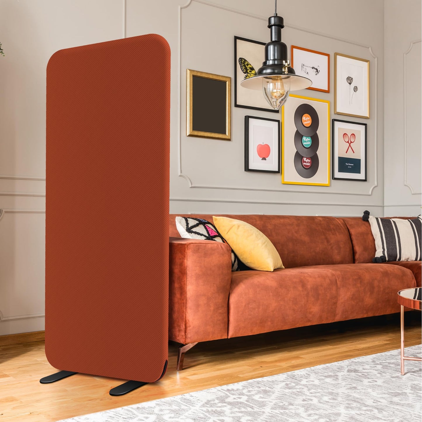 DECOLAB Standing Room Divider, Portable Privacy Wall Partition for Studio Apartment, Living Room, Bedroom, Workspace, Scratch Resistance, 29”x65”, Sunrise