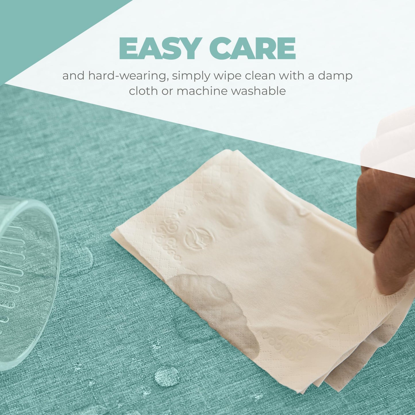 Decorelia Waterproof Round Linen Texture Tablecloth 60 inch, Decorative Farmhouse Tablecloths Anti-Scratch Table Cover for Holiday, Banquet, Dining& Kitchen Table (60 Inch, Round (2-4 Seats), Aqua)