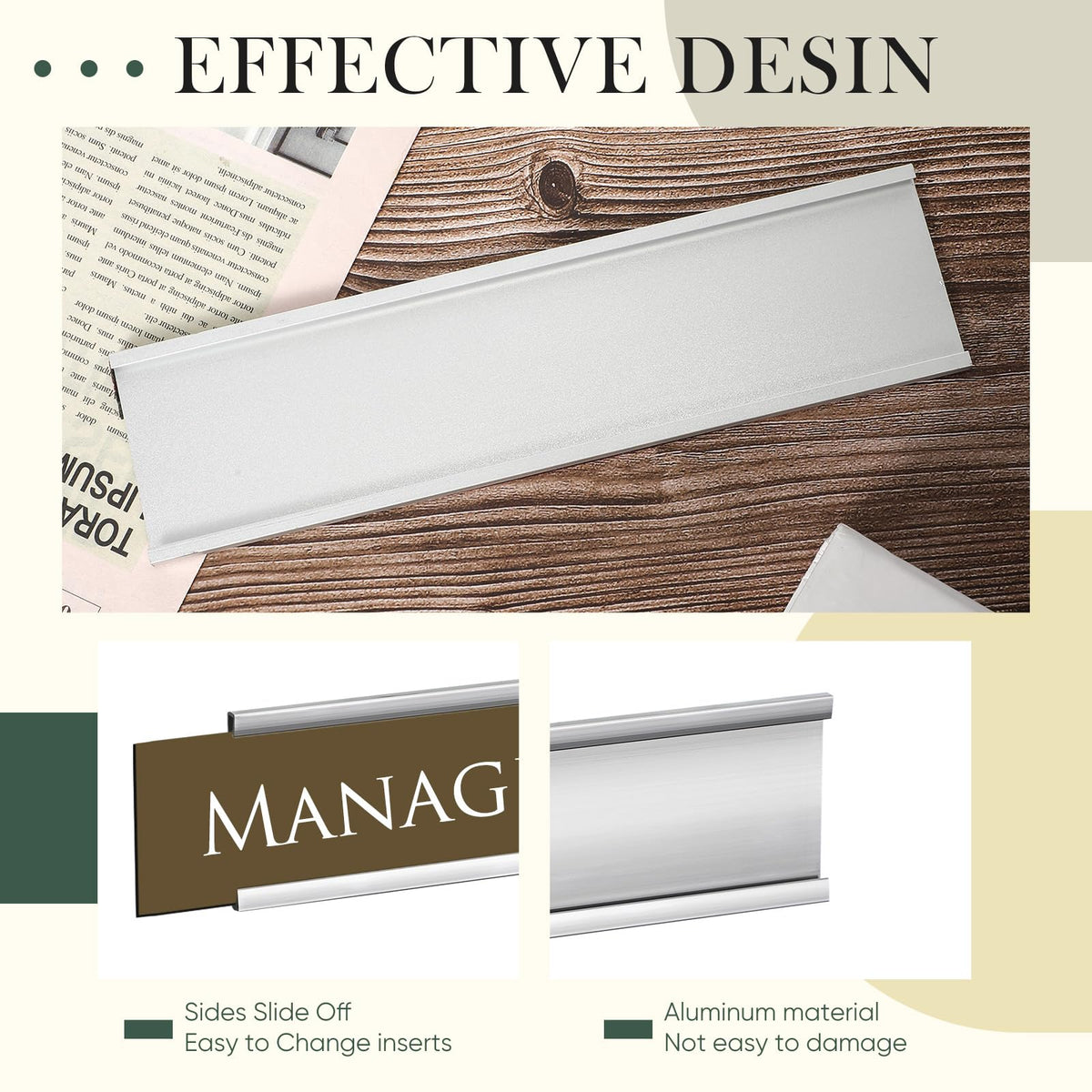 Leifide 24 Pack Name Plates for Doors, 2 x 8 Inches Aluminum Office Name Plate Holder for Wall, Meeting Room, Office, Business Department, Desk, Warning Area