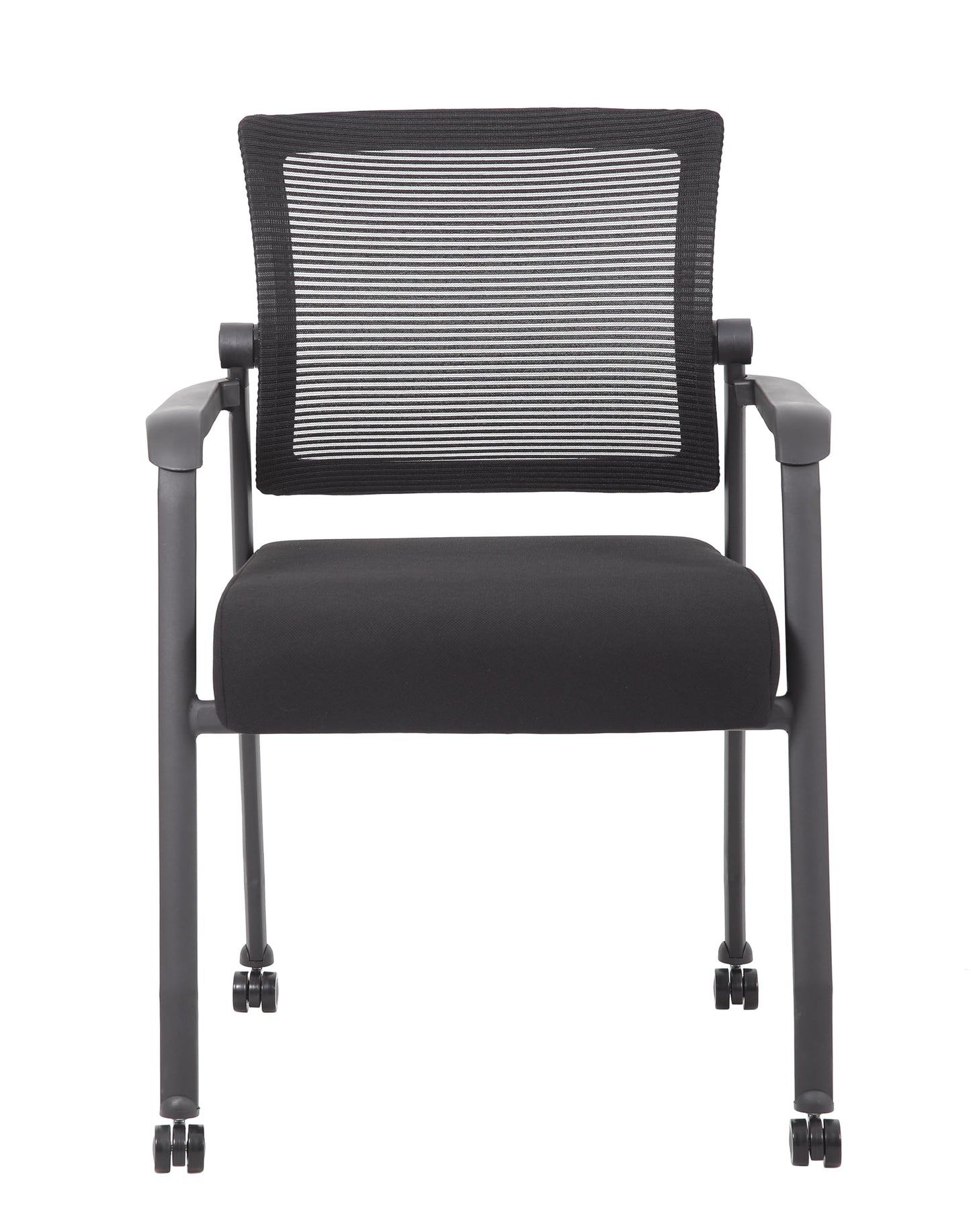 Boss Office Products Mesh 4-Legged Guest Chair with Casters in Black