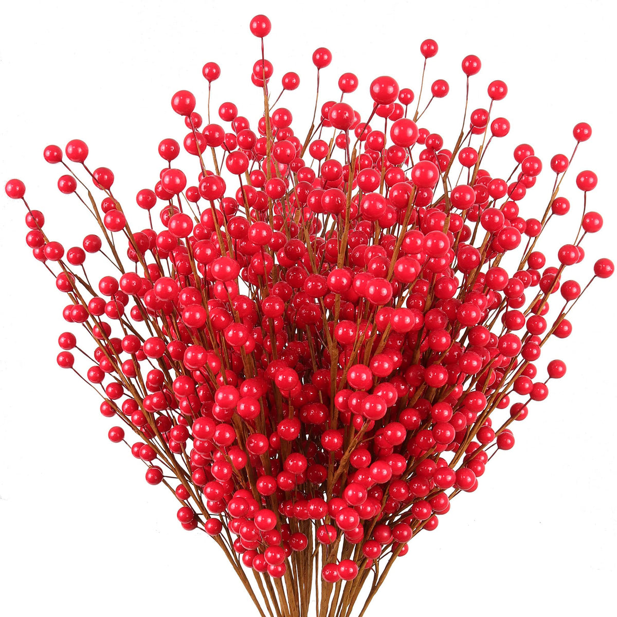 Larksilk 12-Pack 17" Red Berry Stems – Artificial Wired Holly Berry Picks for Christmas Wreaths, Centerpieces, Winter Weddings & Holiday Home Decor | Faux Red Berry Sprays & Crafts