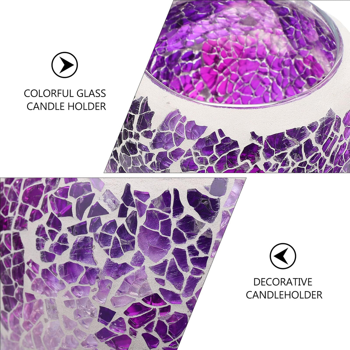 COHEALI European Mosaic Glass Candle Holder Purple Decorative Candlestick for Romantic Dinner Table Centerpiece Household Candle Stand Wedding Home Decor