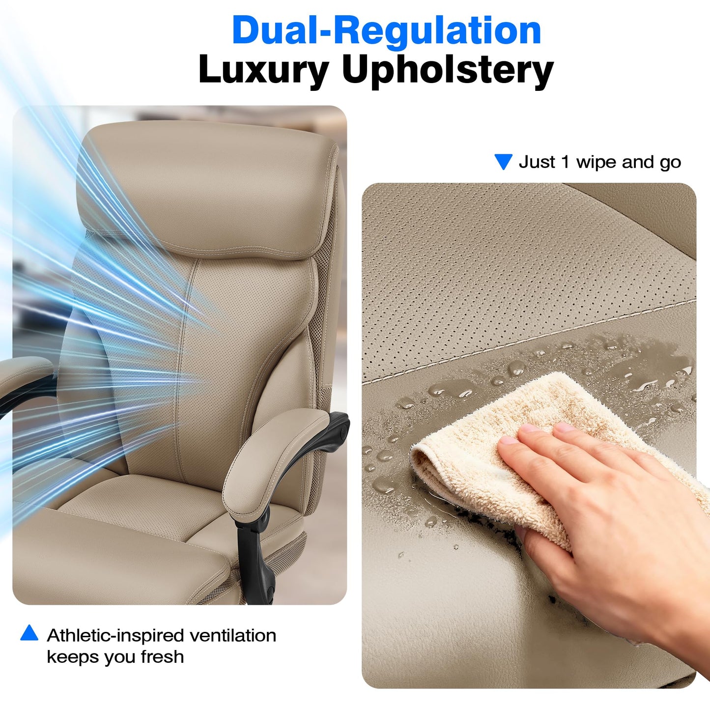 AreShark Office Chair - Ergonomic Comfortable High Back Computer Desk Chair with Foot Rest - Executive Breathable Swivel Rolling Reclining Leather Chair with Lumbar Support for Home Gaming Relaxing