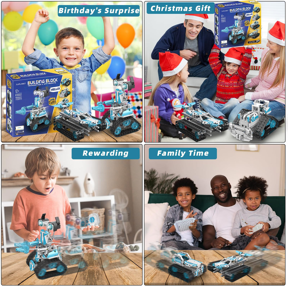 Suplanet STEM Robot for Kids Ages 8-14, 5-in-1 Remote Control and APP Programmable Robot Toys - 720 Pcs DIY Building Science Educational Kit, Building Block Birthday Present for Teen Boys Girls