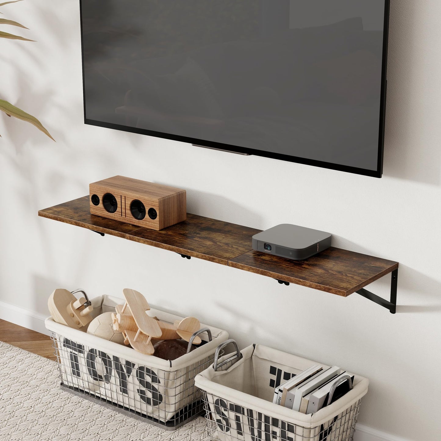 Axeman Deep Floating Shelves for Wall, 16W x 12D Rustic Wood Wall Shelves Set of 2, 12 Inch Deep Large Floating Shelves for Decor & Storage, Hanging Shelves for Farmhouse Kitchen Bathroom Bedroom