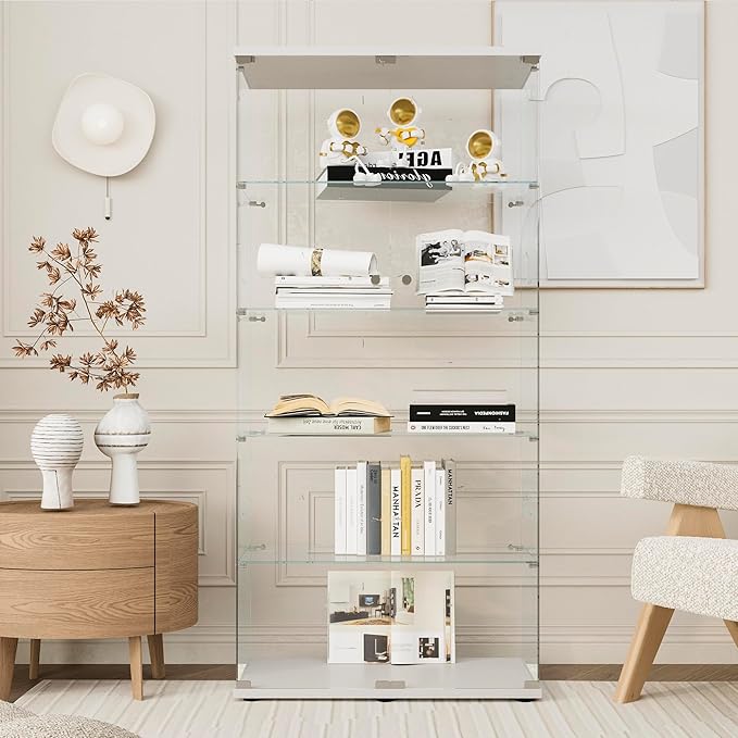 FLYMUHJIA Curio Cabinets with Tempered Glass Doors
