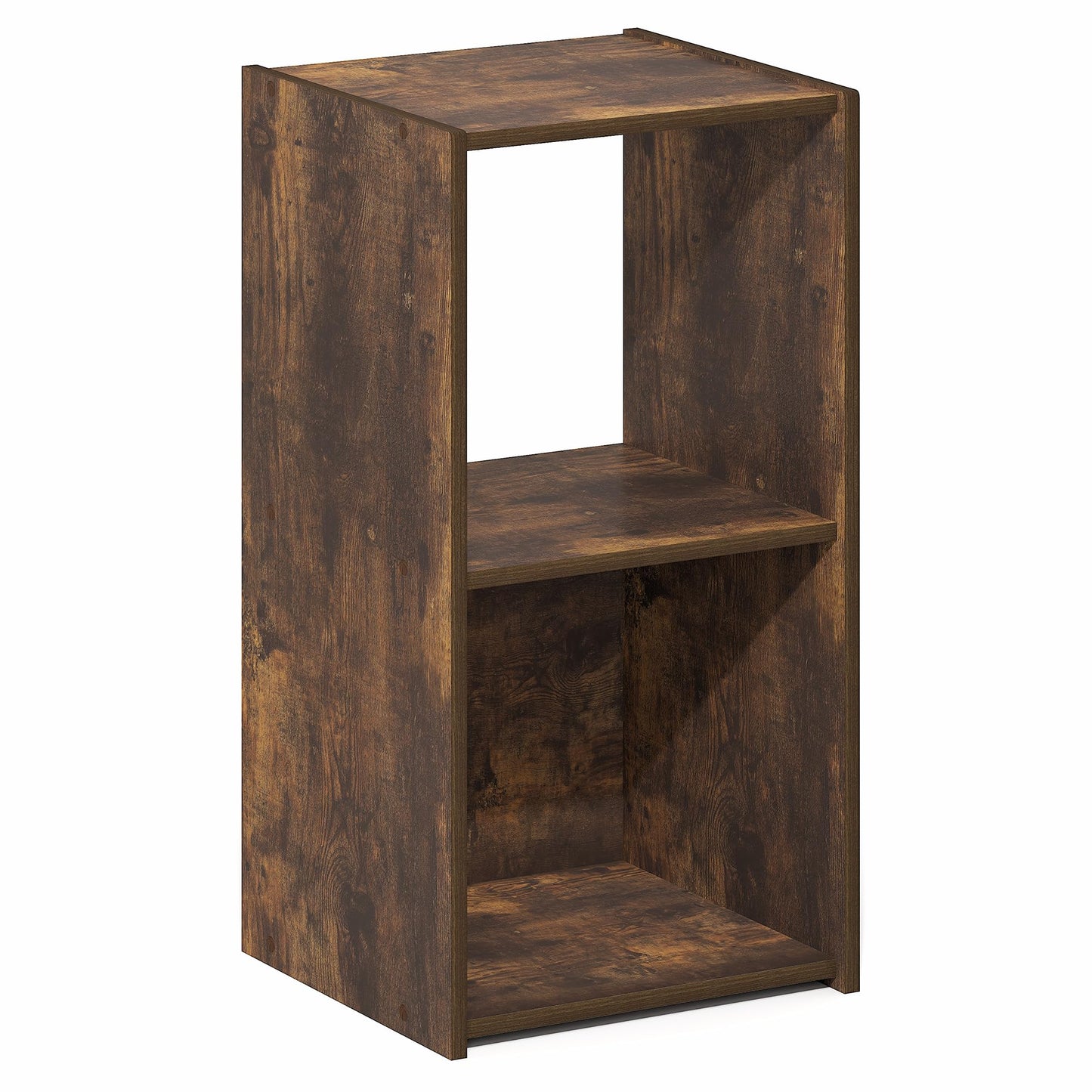 Furinno PELLI Book Shelf, 2-Cube Bookshelf with Open & Closed Back Cubes, 2 x 1 Storage Organizer Cabinet, 12.2 x 11.6 x 24.2, for Living Room, Bedroom, Home Office, Amber Pine