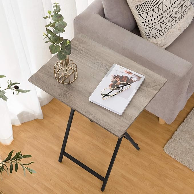 HOOBRO Folding TV Tray Tables, Industrial Snack Tables