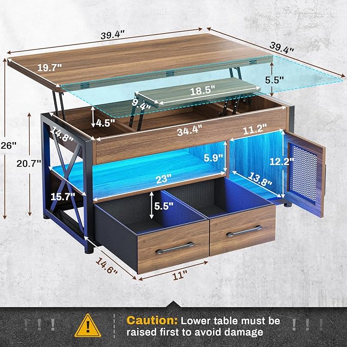 Itaar 40" Lift Top Coffee Table, 4 in 1 Coffee Tables