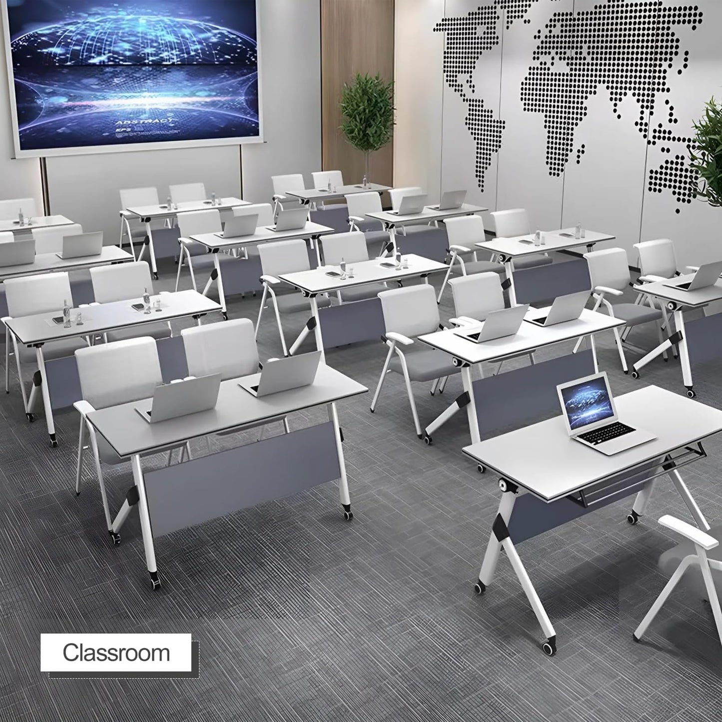 Training Desk Mobile Folding Conference Table with Silent Caster Wheels - Square Design Ideal for Events and Meetings Easy to Transport and Store Versatile Meeting Room Furniture