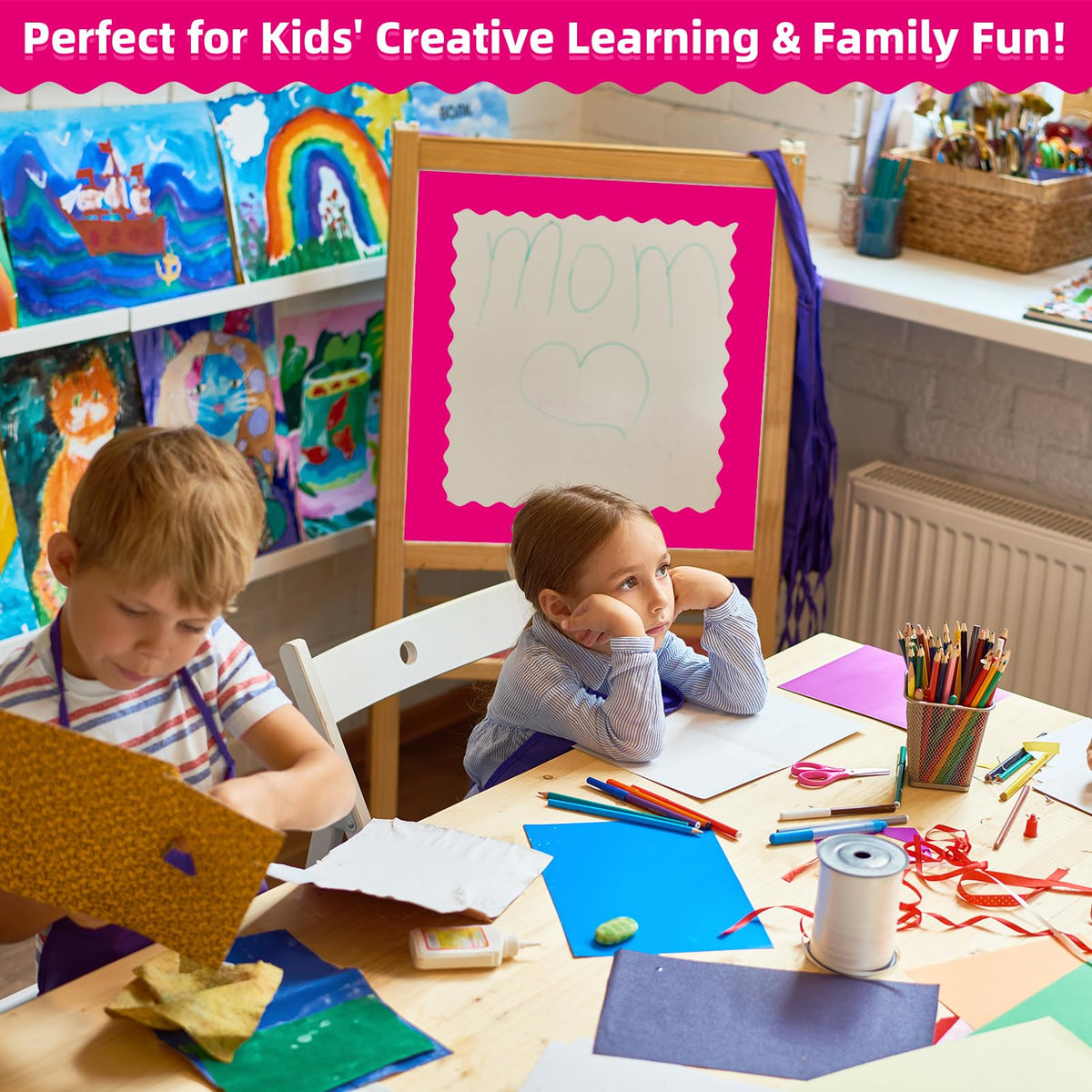 30 Pcs Magnetic Borders for Classroom Whiteboard - Rose Red Magnetic Bulletin Board Border Set - Scalloped Chalkboard Border Strips for Teachers, Parents, DIY Home,School & Office Decoration
