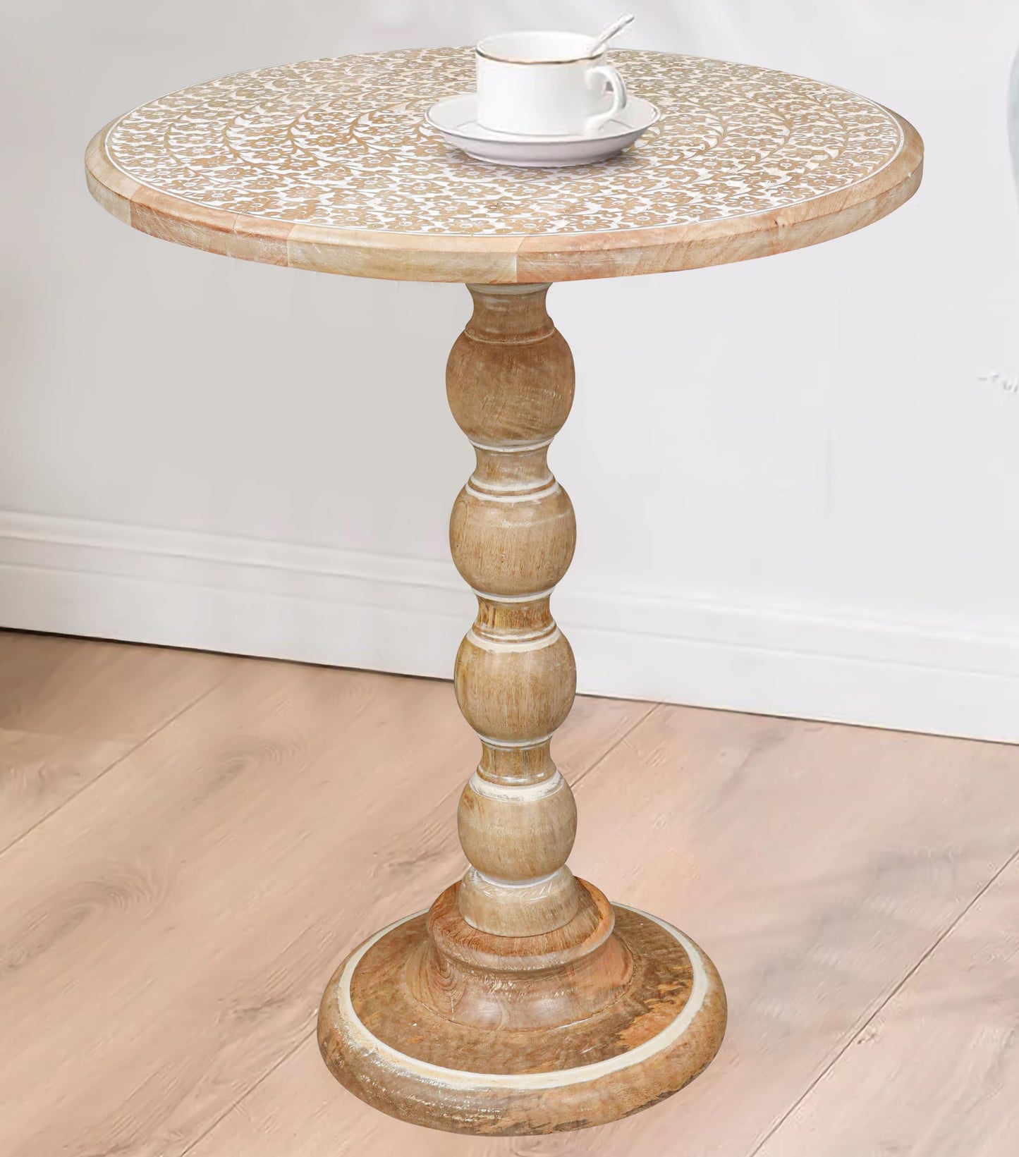 End Tables for Living Room– SideTables for Small Spaces, Modern Accent Nightstand with Hand-Carved Top & Solid Wood Tables for Living Room, Bedroom, Office – 18x22 White wash