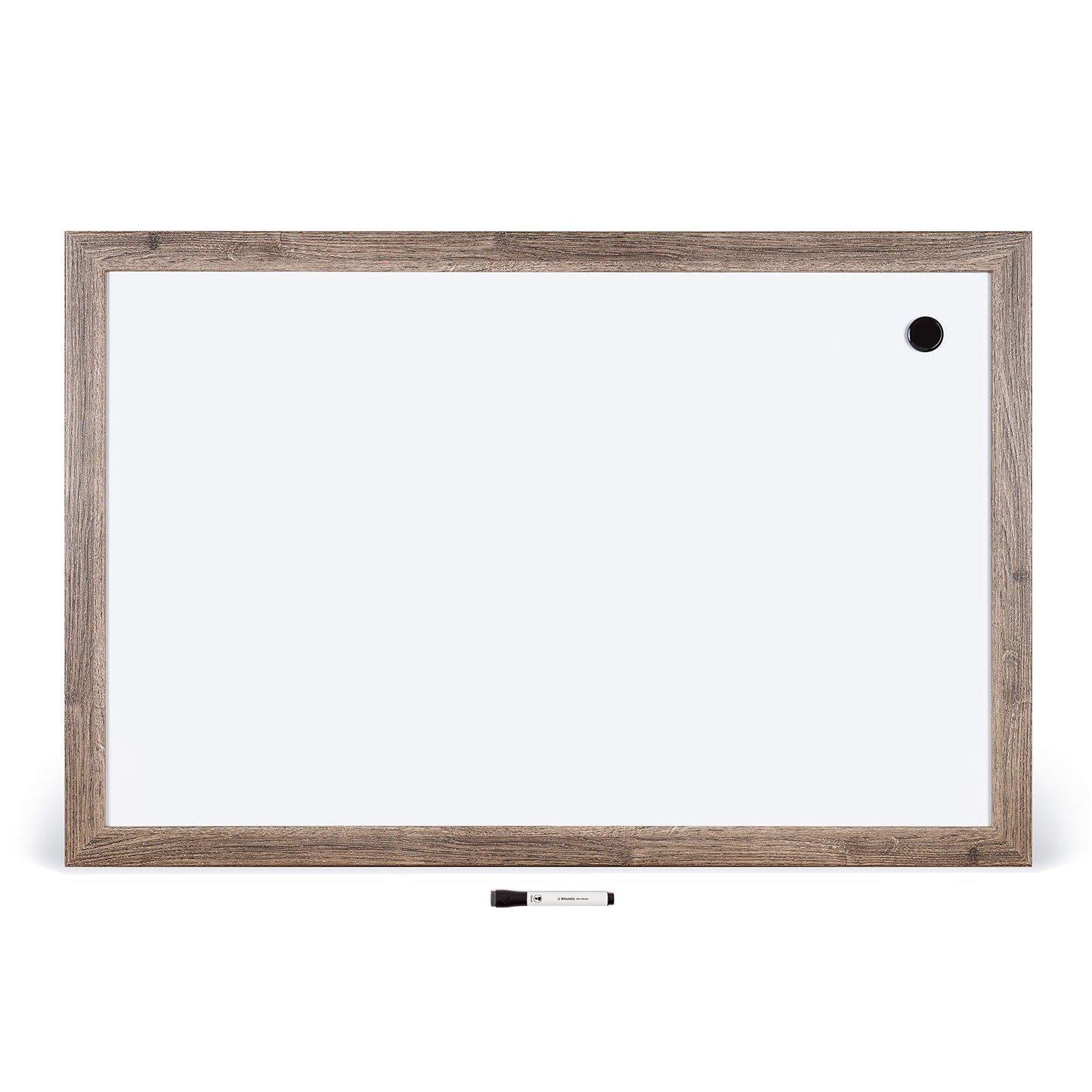 U Brands Decor Magnetic Dry Erase Board White Board, 36" x 48" Inches, Rustic Wood Frame