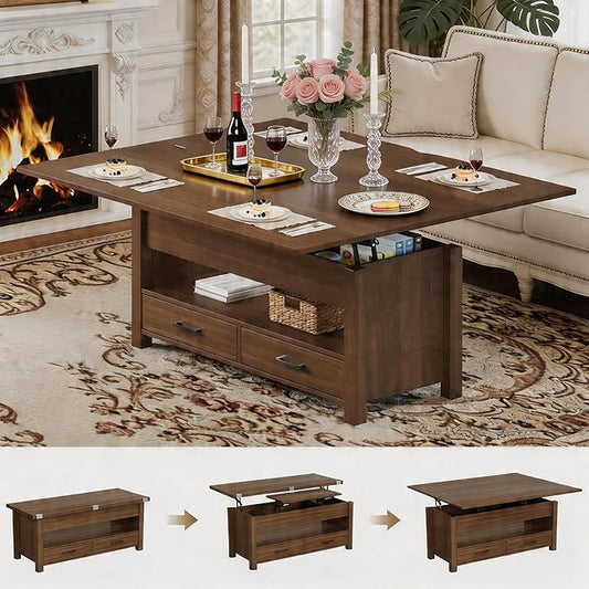 Garvee 40" Coffee Table Lift Top, Converts to Dining Table