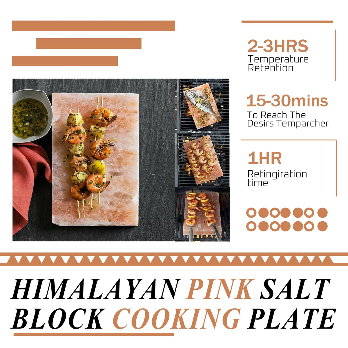 Himalayan Salt Cooking Block – 12 x 8 x 1.5 Inch Food Grade Salt Slab, Mineral-Rich for Grilling, Chilling, Serving – Healthy Cooking Stone for Steak, Sushi, Desserts