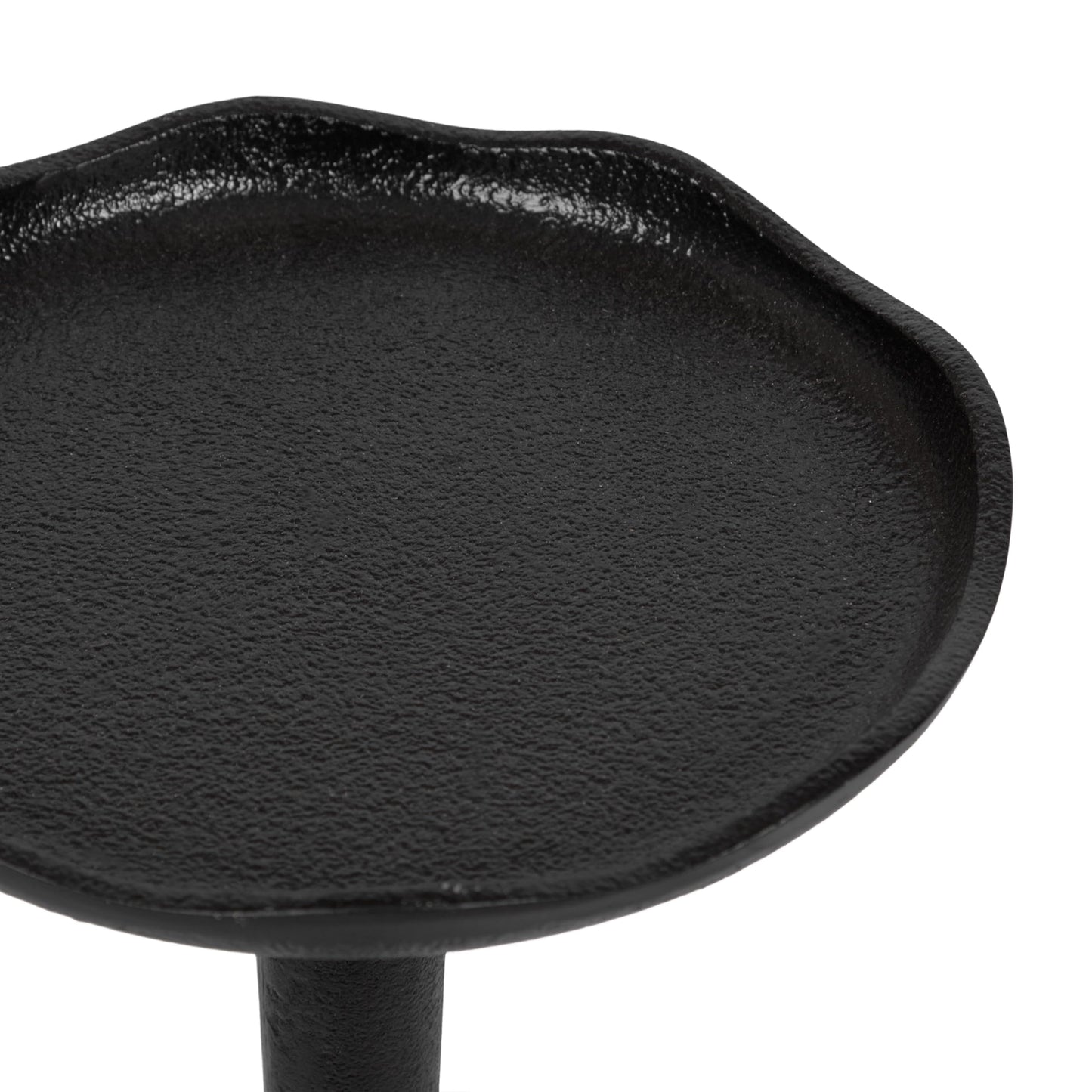 Kate and Laurel Alessia Modern Decorative Metal Drink Table; 8 x 8 x 22; Black; Round Cast Aluminum Pedestal Plant Stand with Rough Texture and Deckled Edge